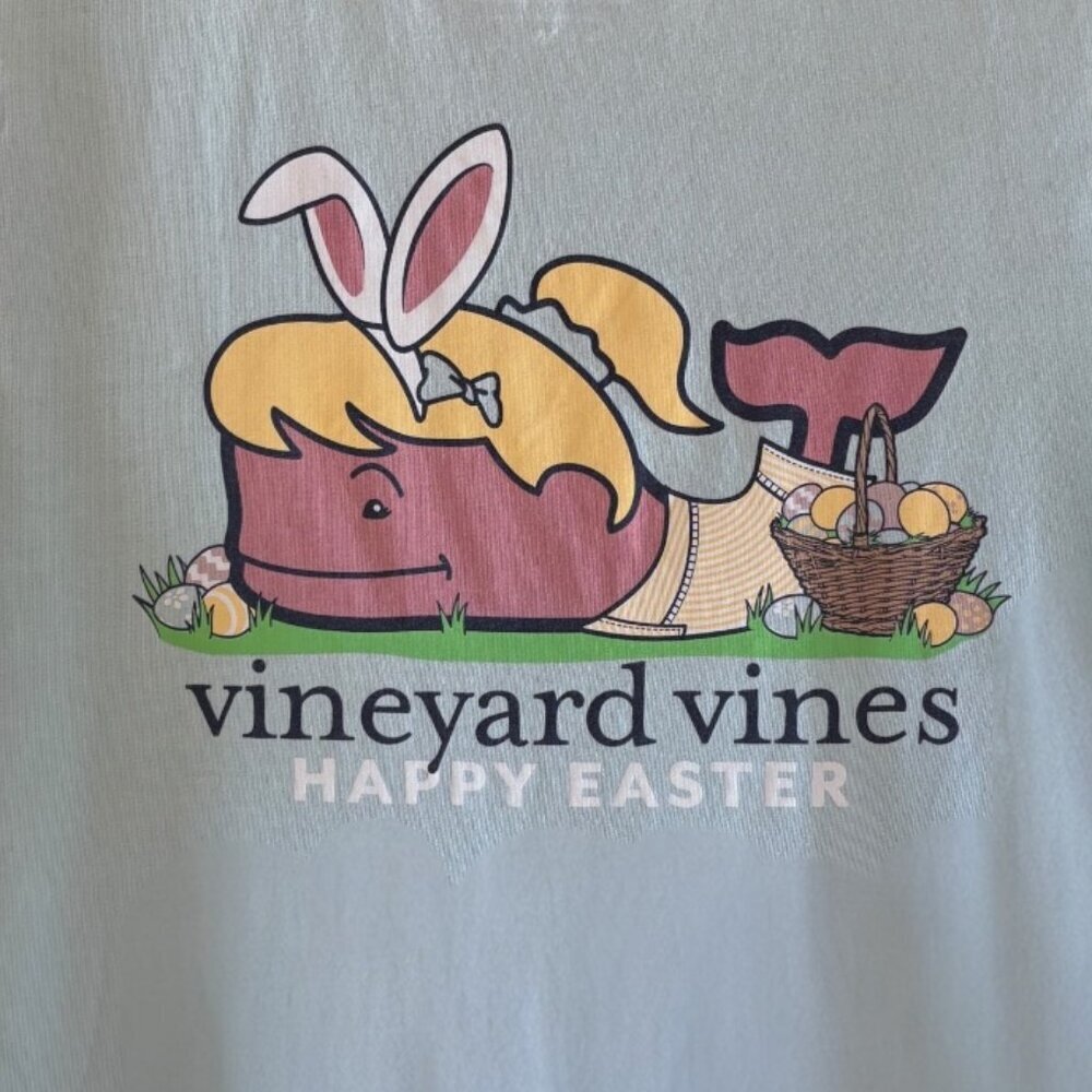 Vineyard Vines Kid's XS Light Blue Green Easter SSS in GUC